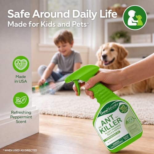 Ant Killer – Indoor & Outdoor Ant Killer Spray for Carpenter, Pavement & Little Black Ants – Peppermint Oil Ant Spray & Ant Repellent for Home – Safe Around Kids & Pets (32oz)