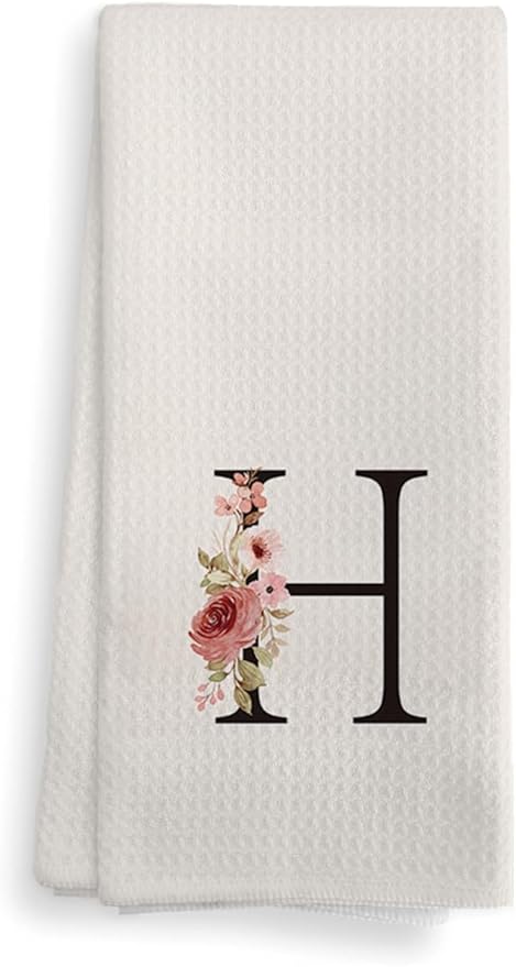 Kitchen Towel, Mode Monogram Personalized Gifts Letter H Kitchen Towel for Dinning Bathroom, Kitchen Towel and Dishcloths Sets Christmas Birthday Gifts for Women 16×24 Inches