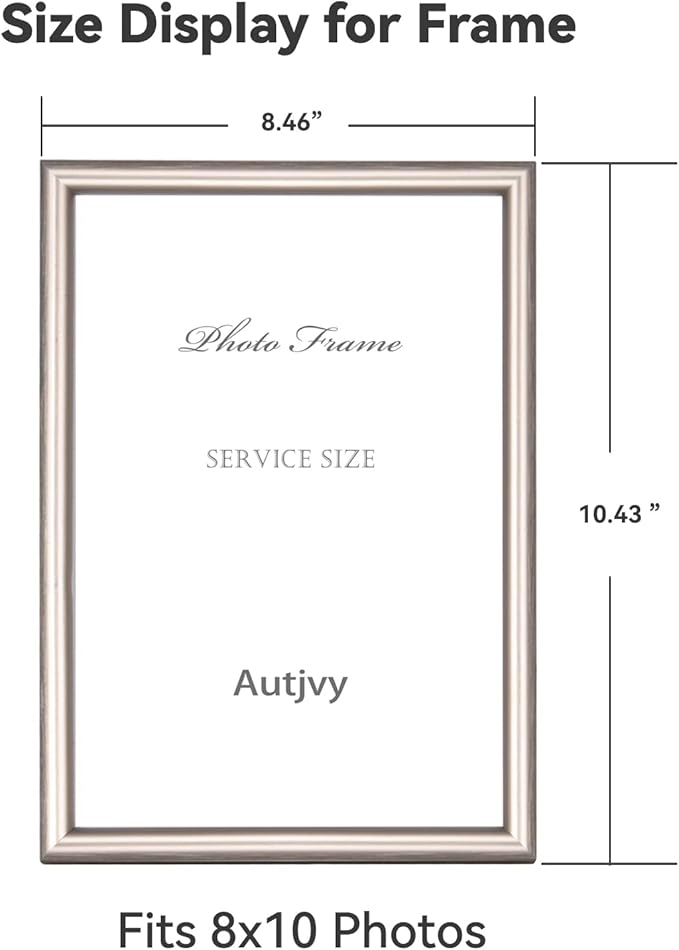8x10 Picture Frame Set of 2, Champagne Brushed Simple Thin Aluminum Metal Photo Frame with HD Real Glass, Display for Tabletop and Wall Collage, 2 Pack
