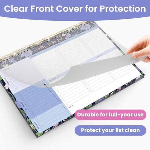 Weekly To Do List Notepad with 52 Undated Sheets（8.5"×11"）- Undated Weekly Planner Notepad for Office Desk Accessories and Supplies - Blue Meadow