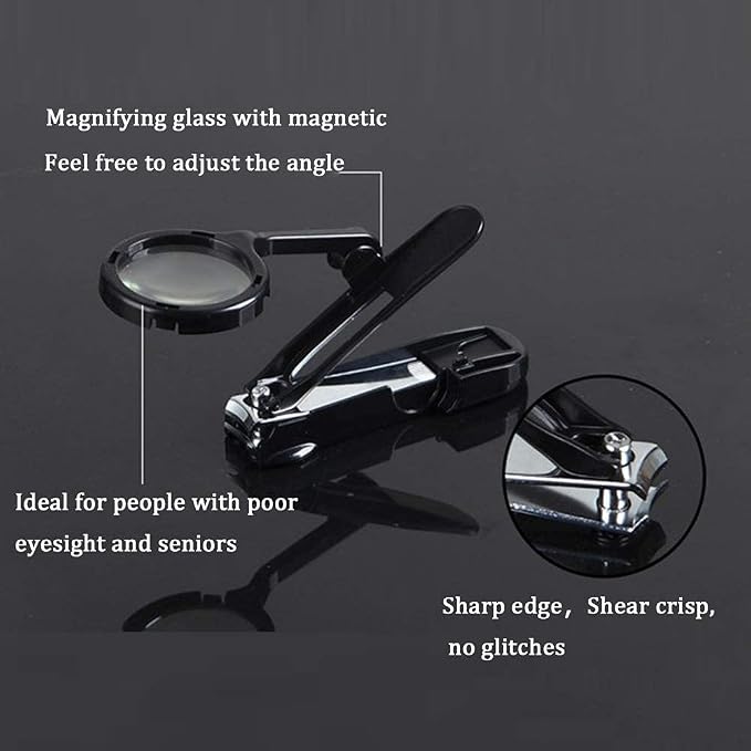 Guinea Pig Nail Clippers with Magnifying Glass Stainless Steel Claw Toenail Trimmer for Small Animal Hedgehog Rabbit Hamster Ferret Hamsters Chinchilla Sugar Glider Pet Grooming Supplies (Black)