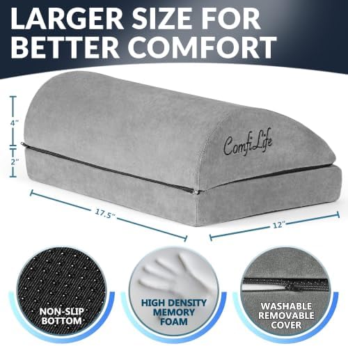 ComfiLife Foot Rest for Under Desk at Work – Adjustable Desk FootRest for Office Chair, Gaming Accessories – Ergonomic Teardrop Design for Back, Hip & Leg Pain Relief – 100% Memory Foam (Gray)