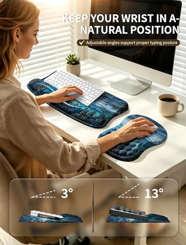 Ergonomic Keyboard Stand, Wrist Rest & Mouse Pad, Memory Foam Wrist Support