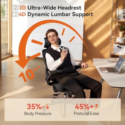 SIHOO B100 PRO Ergonomic Mesh Office Chair with Footrest, Ink Black