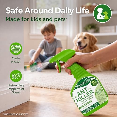 Ant Killer – Indoor & Outdoor Ant Killer Spray for Carpenter, Pavement & Little Black Ants – Peppermint Oil Ant Spray & Ant Repellent for Home – Safe Around Kids & Pets (16oz)