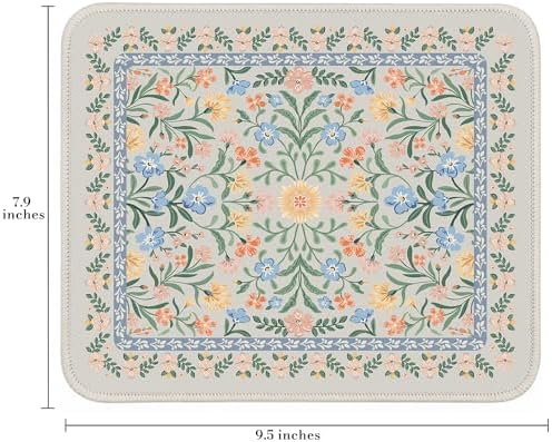 iCasso Aesthetic Small Mouse Pad, 9.5x7.9in,Home Office, Green Floral