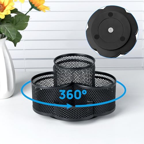 Topwey 360 Rotating Pencil/Pen Holder for Desk in Black
