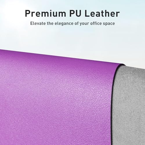 Aothia Leather Desk Pad Protector, Office Desk Mat, Large Mouse Pad, Non-Slip PU Leather Desk Blotter, Laptop Desk Pad, Waterproof Desk Writing Pad for Office and Home (48"x17", Iris Violet)