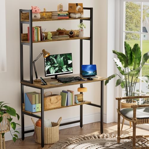 Aquzee 40 Inch Desk with Shelves, Computer Desk with Hutch