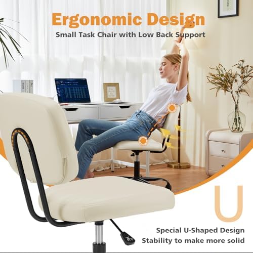 Sweetcrispy Office Desk Chair, Small Vanity Chair, Lumbar Support