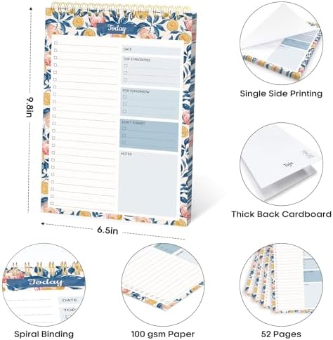 Taja To Do List Notepad, Undated Daily Planner for Work and Goal Setting