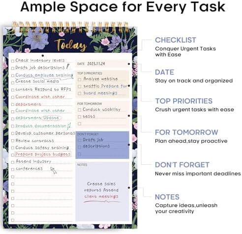 Taja To Do List Notepad, Undated Daily Planner for Work and Goal Setting