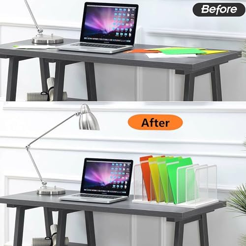Kuntine.B 7-SectionUpright Desk File Organizer White 2 Pack