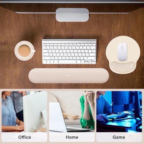 MOSISO Wrist Rest Support for Mouse Pad&Keyboard Set, Apricot