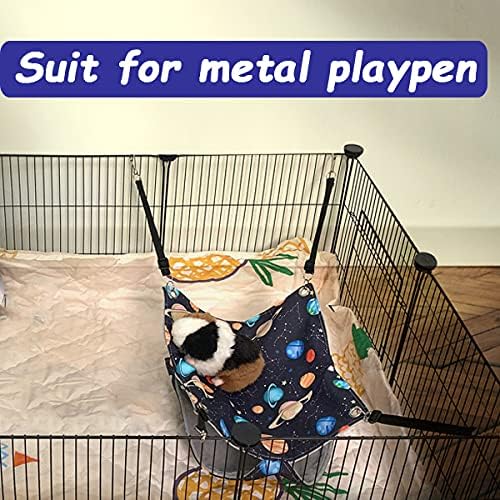 Ferret Rat Hammock Bed, Ferret Guinea Pig Nation Cage Accessories Kit Set Staff House and Hideouts Cave for Guinea Pig (Black Galaxy)