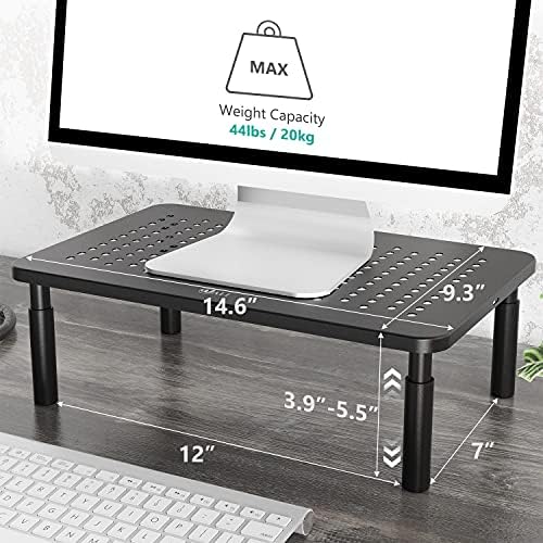 WALI Desk Organizer, 1 Tier Computer Monitor Stand for Desk, Desk Monitor Riser 3 Height Adjustable, Laptop Stand Underneath Storage for Office, Home, School Supplies (STT003), 1 Pack, Black