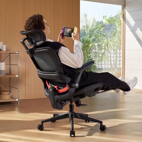 SIHOO B100 PRO Ergonomic Mesh Office Chair with Footrest, Ink Black