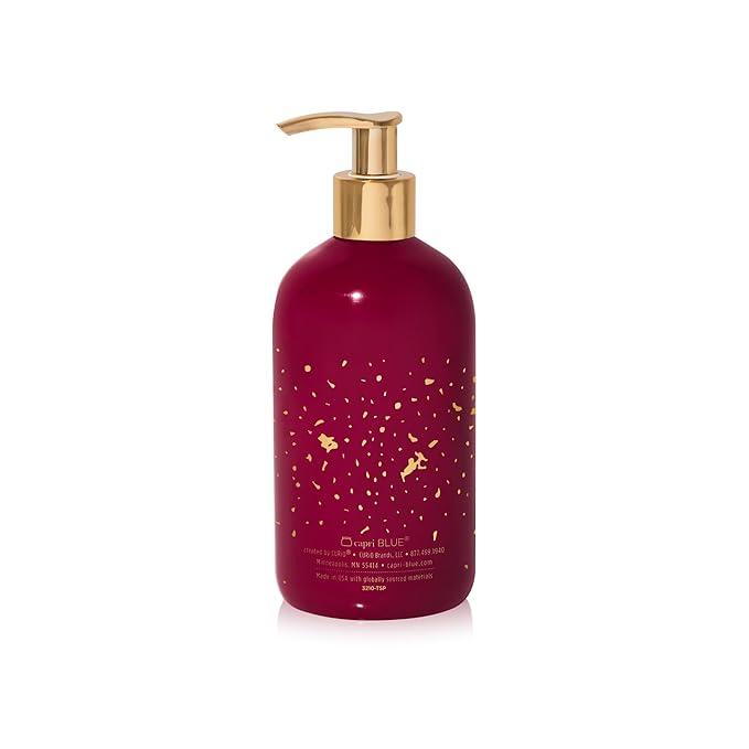 Capri Blue Large Moisturizing Hand Wash Soap - Liquid Hand Soap with Pump Bottle - Gentle & Hydrating Skin Care - Notes of Juniper Berry, Cinnamon, Clove & Orange Mandarin (Tinsel & Spice, 11.8 fl oz)