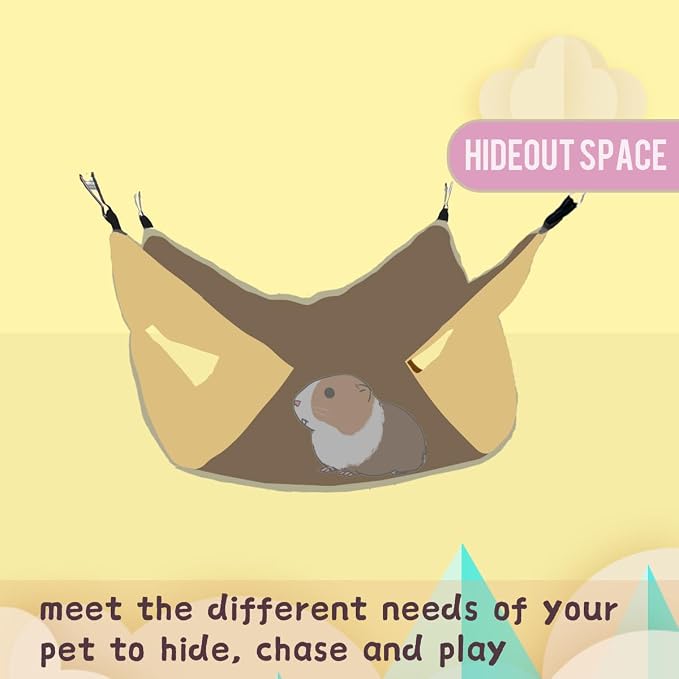 EAEDMY Ferret Rat Hammock Tunnel Toys Cage Accessories, Guinea Pig Hideout Tunnel, Warm Bed for Rat Ferret Guinea Pig Sleep Hide and Play (3.Hammock)