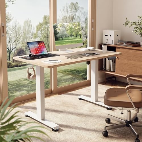Veken 47.2 Inch Large Electric Standing Desk, Gaming Table, Nature