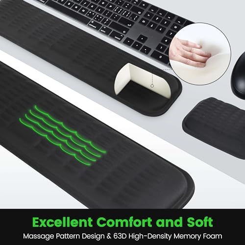 MEKASS Ergonomic Wrist Rest for Keyboard and Mouse, Soft Memory Foam Keyboard Wrist Rest Set with Non-Slip Silicone Base, Easy Typing, Pain Relief, Comfort for Office, Work, Gaming (Purple)