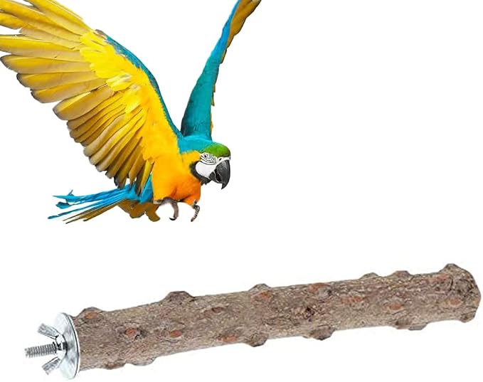 Litewoo Natural Bird Perch Stand Parrot Paw Beak Grinding Stick, 11.79" | Natural pepper wood, rough surface trims beak and nails, easy screw-on install, for cockatiels/conures/lovebirds/budgies
