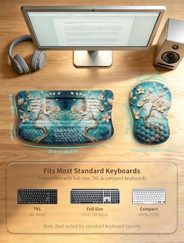 Ergonomic Keyboard Stand, Wrist Rest & Mouse Pad, Memory Foam Wrist Support