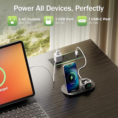 PRAISUN 39.4 Inch Computer Office Desk with Power Outelts and USB-C Port, Reversible Gaming Desk with 4 Fabric Drawers, Work Study Desk Work from Home, Black
