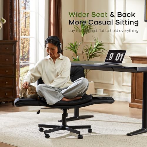 amseatec Criss Cross Office Chair, Swivel Makeup Vanity Chair with Wheels