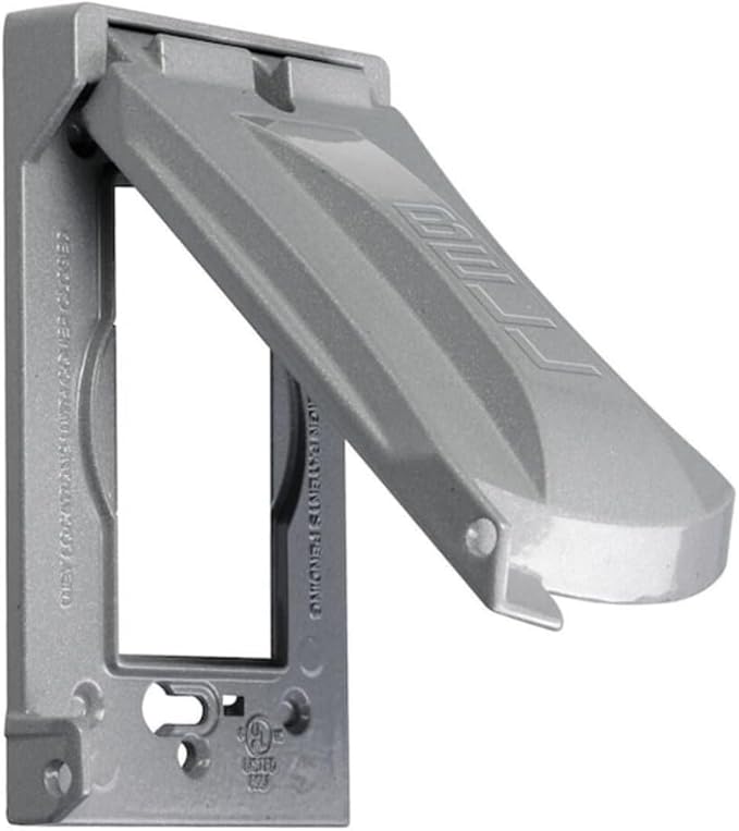 Hubbell Bell MX1050S Single-Gang Weatherproof Heavy Duty Universal Flip Cover, 2.87"W x 4.84"H, Gray Finish