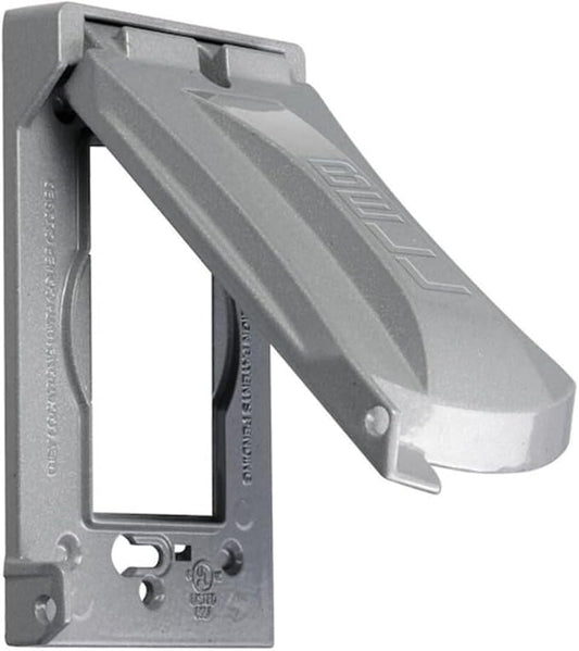 Hubbell Bell MX1050S Single-Gang Weatherproof Heavy Duty Universal Flip Cover, 2.87"W x 4.84"H, Gray Finish