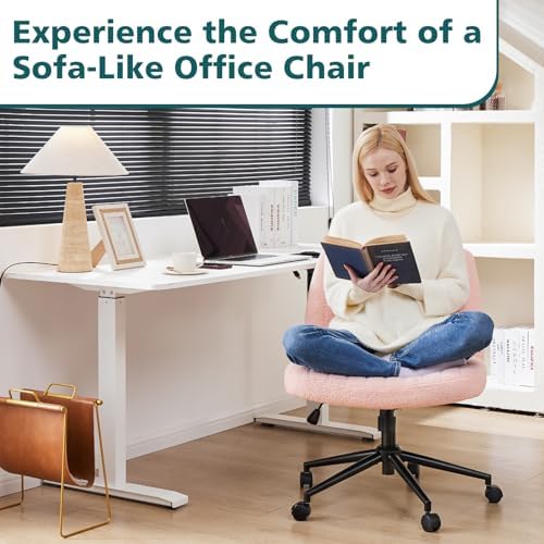 OLIXIS Criss Cross Chair with Wheels, Vanity Chair, Home Office Desk