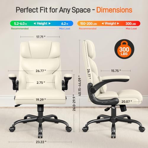 Office Chair, Executive Mid-Back Computer Desk Chair with Flip-up Armrests