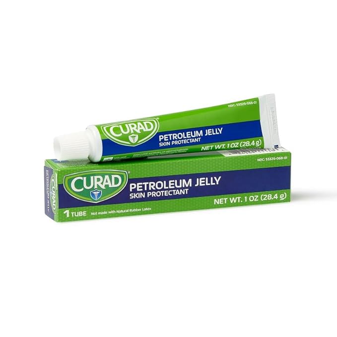 CURAD Petroleum Jelly, Multi-Purpose Skin Protectant, Soothing Relief for Dry Skin, Minor Cuts, Burns, and Chapped Lips, Moisturizing Ointment for Adults and Children,1 oz Tube, Pack of 12