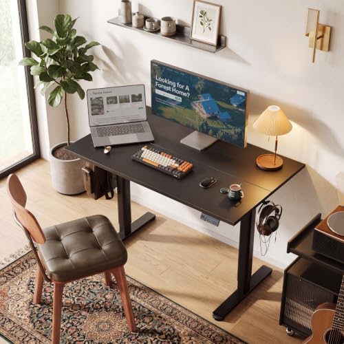 Claiks Electric Height Adjustable Standing Desk, 40x24 Inch, Deep Black