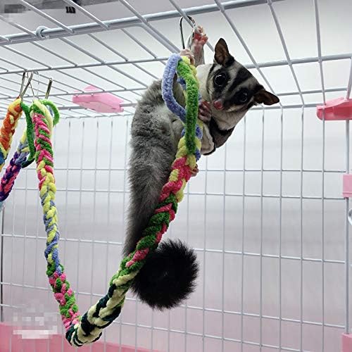 RIOUSSI Handmade Sugar Glider Toys & Cage Accessories, Random Color, 6 Pack | 100% Hand-Crafted Soft Fleece Rope | Small Animal Toys for Rats | For Climbing, Exercise & Jungle Exploration