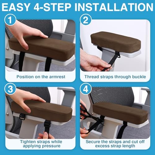Smiry Memory Foam Office Chair Armrest Pads, Non-Slip Armrest Cushion