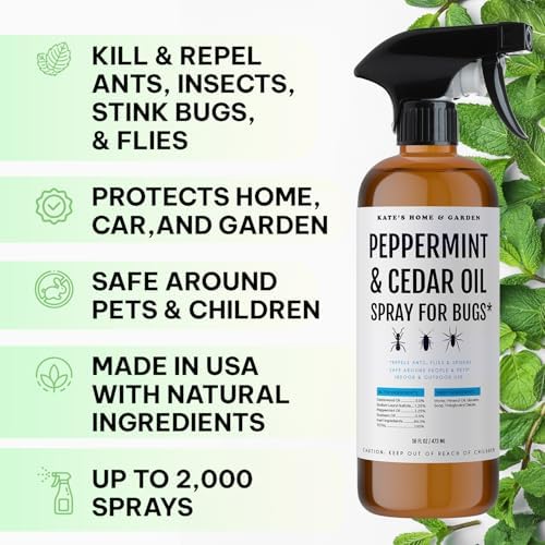 Kate's Home & Garden Peppermint Oil Spray for Bugs, Ants, Spiders (16oz)