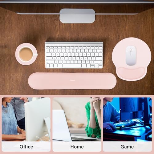 MOSISO Wrist Rest Support for Mouse Pad&Keyboard Set, Chalk Pink