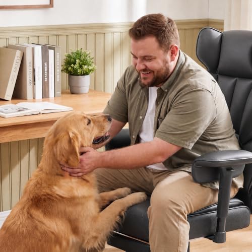 Furmax Big and Tall Office Chair, High Back Gaming Chair with Footrest for Heavy People, 400LBS Ergonomic Comfy Office Chair with Adjustable Armrests for Home Office (Grey)