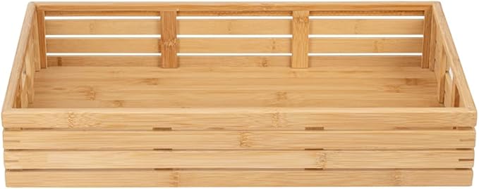 Restaurantware-20.75 x 13 x 3.75 Inch Breakfast Tray, 1 Rectangle Tray With Handles - Pallet Design, Chip-resistant, Bamboo Butler Holding Serving Tray, Shatterproof, For Meals, Snacks, And Beverages