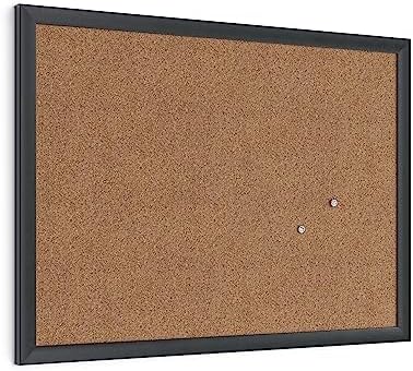 U Brands Cork Bulletin Board, 17" x 23", Black Wood Frame