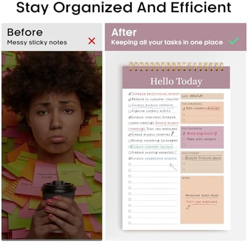 Taja To Do List Notepad, Undated Daily Planner for Work and Goal Setting