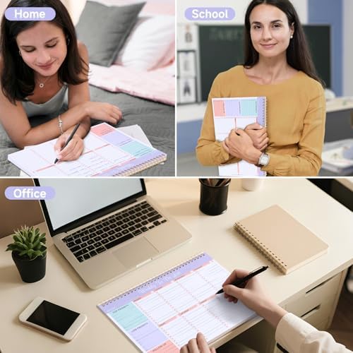 Thboxes Weekly To Do List Notepad, 8.5"x11" Desk Planner 52 Sheets, Purple