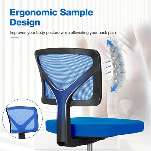 Sweetcrispy Small Armless Desk Chair, Mesh Rolling Office Chairs