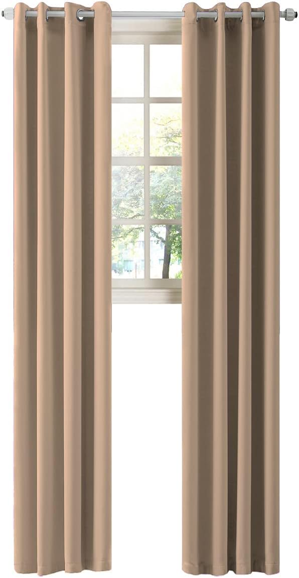 LA PALMA Thermal Insulated Blackout Darkening Grommet Living Room Curtains Window Drapes for Bedroom Pack of 2 Panels