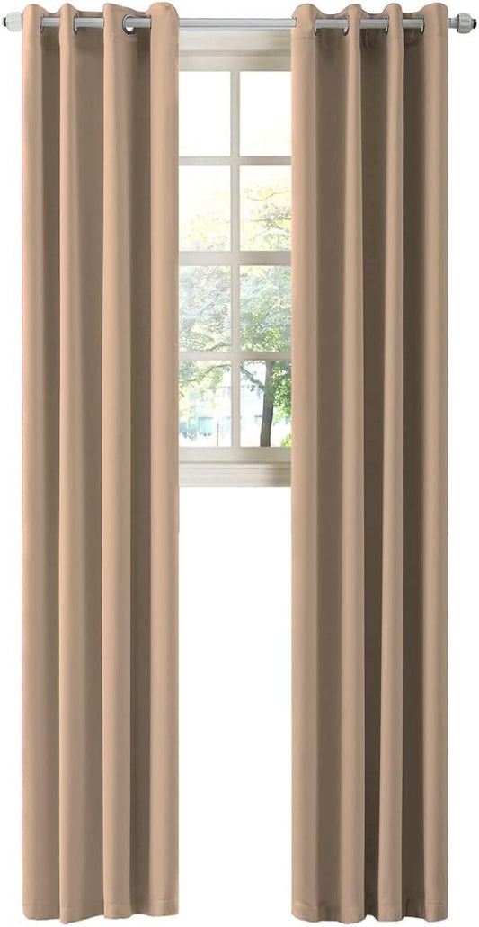 LA PALMA Thermal Insulated Blackout Darkening Grommet Living Room Curtains Window Drapes for Bedroom Pack of 2 Panels