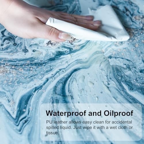 QiyI PU Leather Large Mouse Pad, Office Decor, 31.5" x 15.7", Blue Marble