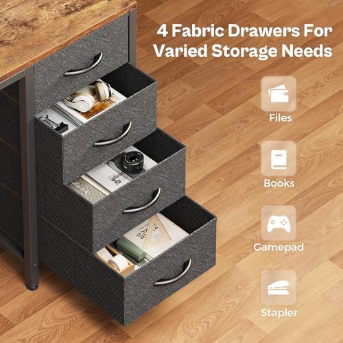 Huuger 55 inch Computer Desk with Power Outlets & 4 Drawers