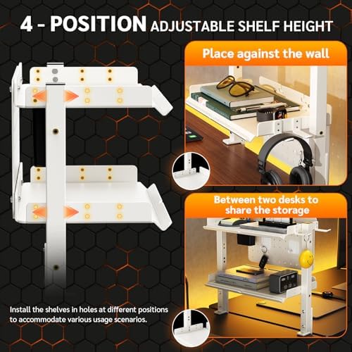Metal Clamp On Desk Shelf,Storage Shelves with Pegboard and Pencil Holder